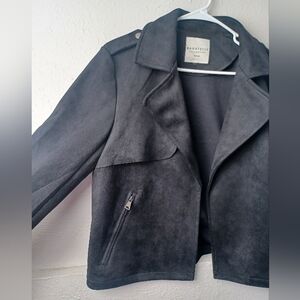 Bagatelle Black Suede Open Drape Jacket